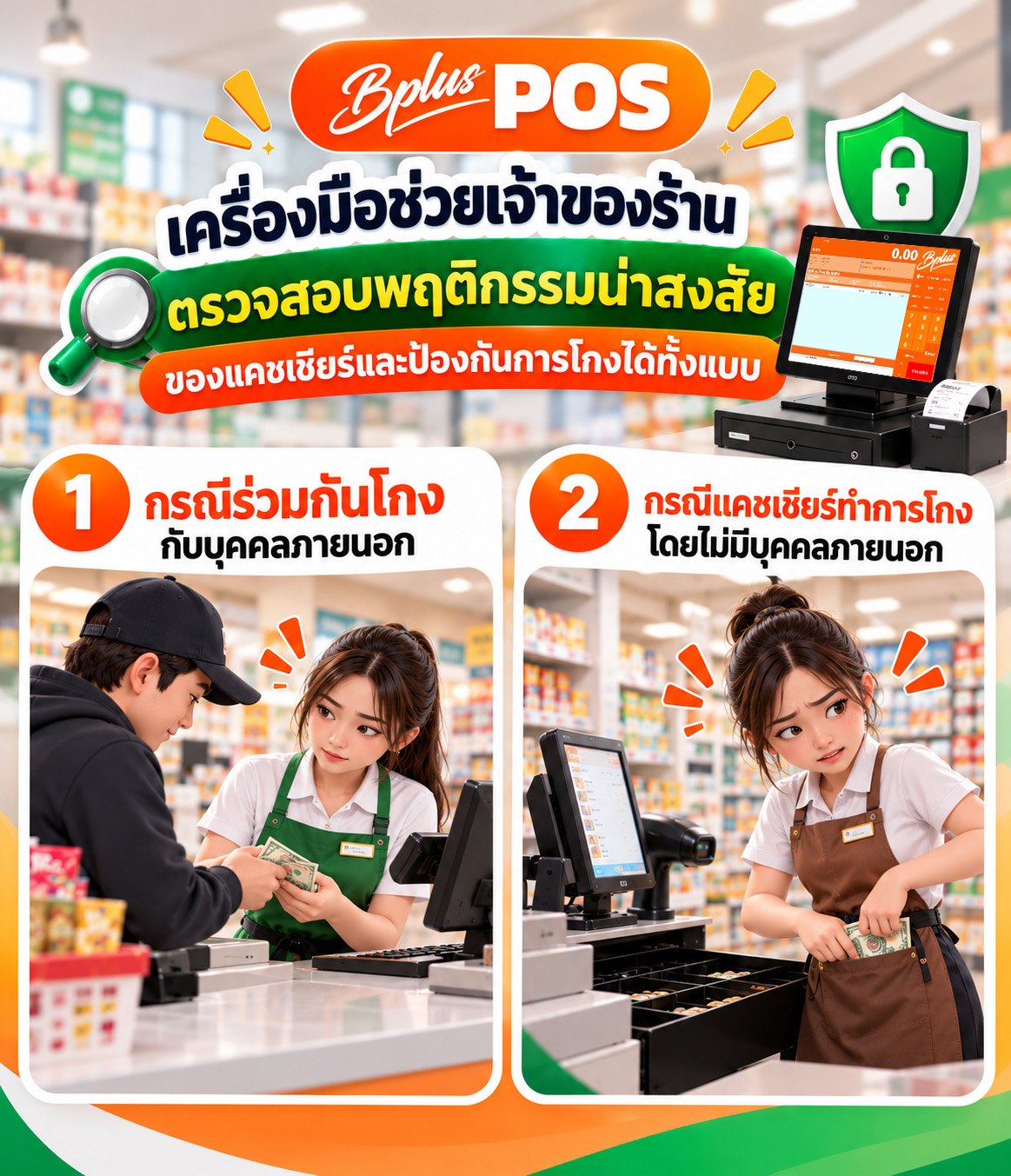 Bplus POS เครื่องมือช่วยเจ้าของร้านตรวจสอบพฤติกรรมน่าสงสัยของแคชเชียร์ ป้องกันการโกงทั้งกรณีร่วมกับบุคคลภายนอกและไม่มีบุคคลภายนอก